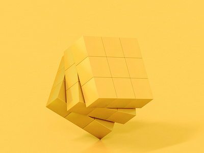 Yellow Rubiks Cube 3d c4d minimal monochrome yellow