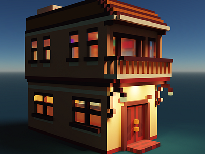 "Konak" Mansion design illustration vector voxel