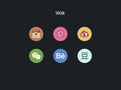 Social Icons behance douban dribbble flat icon icons instagram wechat weibo