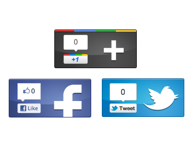 Social boxes 1 box button facebook google like social tweet twitter