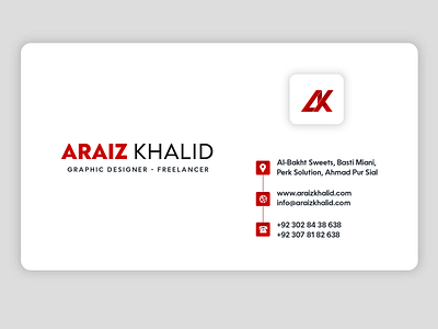 Visiting Card Design | AraizKhalid.com | Graphic Designer araiz khalid araizkhalid banner bannerdesign brousher design facebook illustration logo ui vc design visiting card