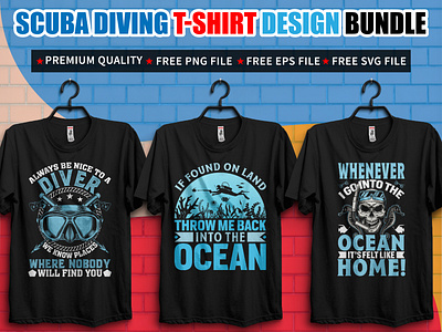 SCUBA DIVING T-SHIRT DESIGN BUNDLE