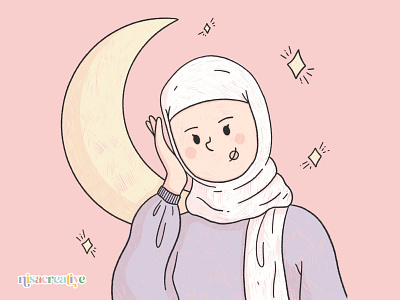 Muslim girl girl hijab illustration muslim pastel