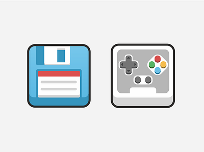 Icons Floppy disc, Game controller icons ui vector
