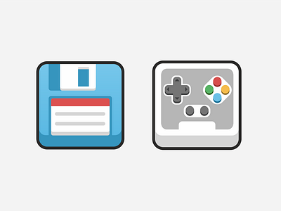 Icons Floppy disc, Game controller