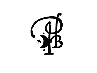 🌑 PB Monogram 🌑 branding goth identity lettering logo monogram moon old style type typography witchy