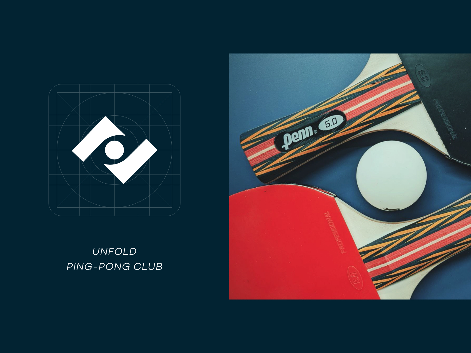 Ping-pong logo design icon symbol mark unfold game paddle rackets table tennis tennis ping pong logo concept fun branding logo