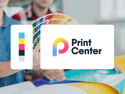 Print Center branding color palette design design company fresh colors gradient gradient logo logo concept logo design logotype mark print print center print service
