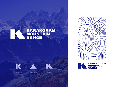 Karakoram Mountain Range logo concept branding icon identity k2 karakoram logo design logotype mark mountain national park range topography typography unfold