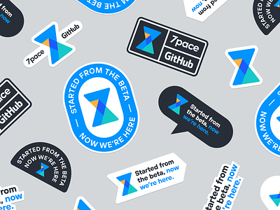 7pace stickers badge branding identity illustration logo logo system print materials responsive logo sticker design stickers type unfold