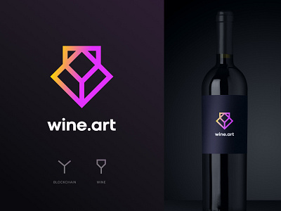 Wine.Art Logo binance exchange platform blockchain branding club collectable wine community gradient illustration logo concept logo design mark nft nft wine unfold wine logo wine.art