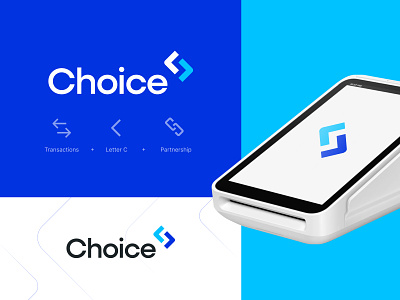 Choice logo concept branding choice ecosystem efficient identity logo design logotype mark merchant platform partnership payment payments pos rebrand redesign software terminals unfold wordmark