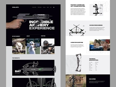 Ballista Web Design archery ballista ballistic bow compound bow crossbow entertainment hobby hunting layout outdoor pistol crossbow shooting ui ux unfold web design