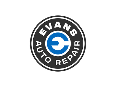 Evans Auto Repair auto auto repair car car repair illustration letter e logo badge logo concept logo design mark repair shop unfold wrench