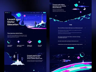 Stellar Quest blockchain crypto graphic design illustration interface landing page nft stellar blockchain stellar quest ui user experience ux web web3.0 website design