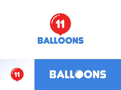 11 Balloons - Logo Design balloons blue branding clean design graphic design identity logo design mark red type