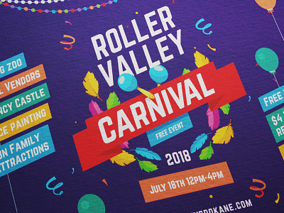 Roller Valley Carnival carnival color design event illustration invitation layout party poster type typography