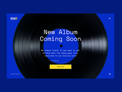 Landing Page Template album blue freefont music musician template type typography ui unfold web design website design yellow