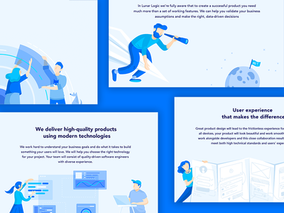 Hero Illustrations blue charater design flat illustration landing page software house team teamwork