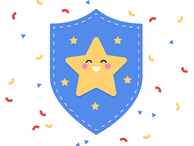 Success badge celebrate celebration confetti cute finish flat illustration star success