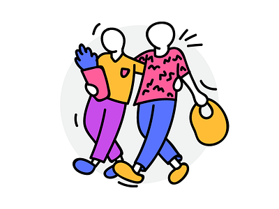 Couple Shopping colorful couple creative flat funky groceries hipsters illustration outline people shopping walking