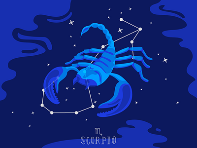 Zodiac signs: Scorpio animal blue flat horoscope illustration nightsky scorpio stars vector web illustration zodiac