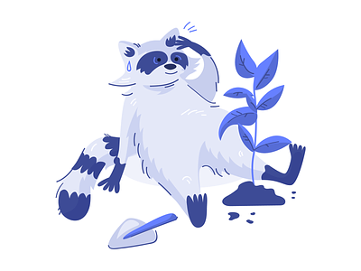 Raccoon after hard day of work brand illustration character design cute animal done finished illustration raccoon vector web illustration