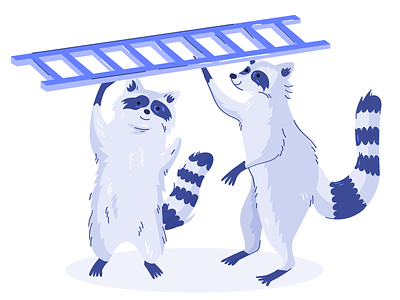 Helpful Raccoon animal assistance character character design cooperation flat help help desk illustration raccoon teamwork vector web illustration