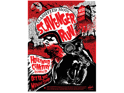 Classified Moto - Scavenger Run Event Poster classified moto event poster exorcism illustrator motorcycles occult photoshop poster scavenger run zombie