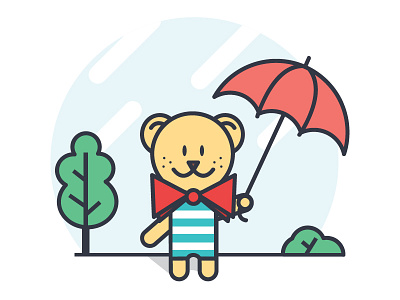 Teddy funny illustration rainy umbrella