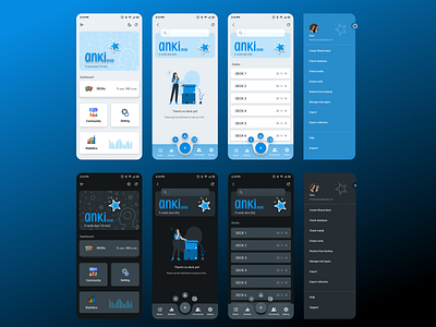 Ankidroid Mobile Application Redesign - light mode & dark mode design ui ux