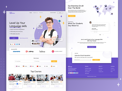 Language School Website Design clean design hero section landing language modern typography ui ux web web design website