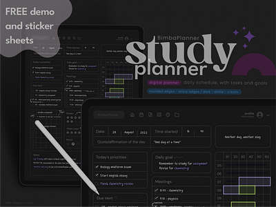 FREE DEMO AND FREE STICKERS - daily study planner design digital digital planners illustrator plan planner planners stickers study study planners studying template