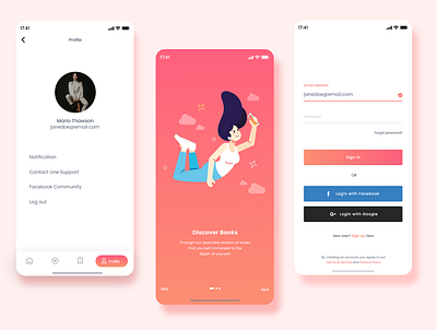 Reader App UI branding graphic design ui ux