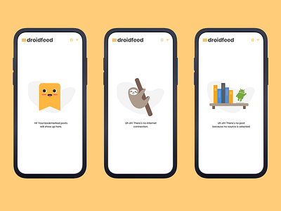 Empty States android app bookmark clean design empty states illustration sloth ui