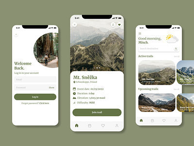 Hiking app - Mobile app design