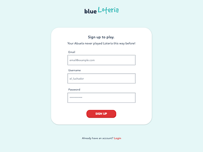 001 Sign Up Form - DailyUI Challenge 001 dailyui loteria sign up