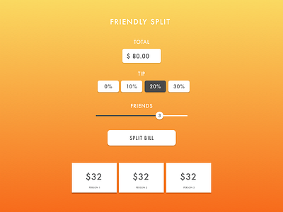 004 Calculator - Daily UI Challenge 004 bill calculator dailyui split