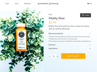 012 E Commerce Shop Single Item - Daily UI challenge 012 daily dailyui detail e commerce juice online product shop ui web