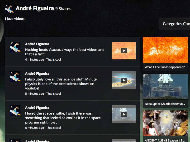 User page user page profile statuses video ui ux