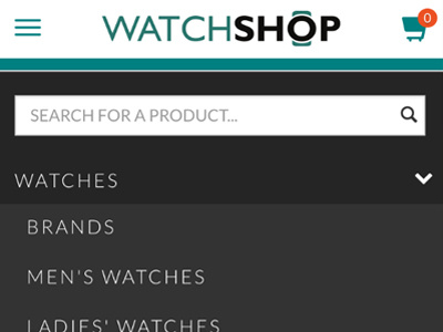 Watchshop Mobile Redesign black dark design ecommerce nav redesign responsive watchshop