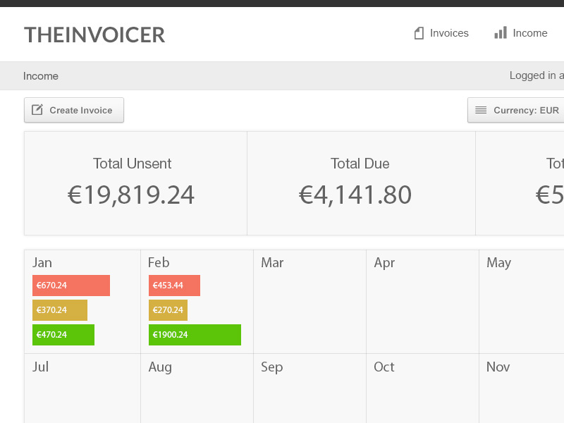 Invoice Income income invoice app cms admin login ui ux data table chart