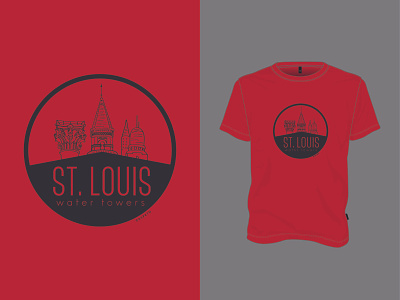 St. Louis Water Towers apparel city design graphicdesgn illustration illustrations illustrator midwest missouri red stlouis t shirt tee design tees tshirt tshirtdesign vector