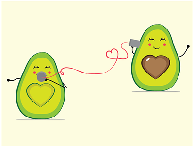 LONG DISTANCE LOVE art avocado avocados call characters design food fruit green illustration illustrator lgbt love merch merchandise romance t shirt vector veggies