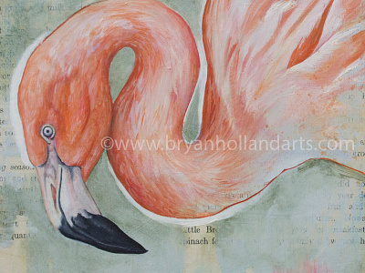 Season animal bird collage flamingo media mixed oil painting painting realism