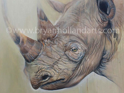 Remnant animal endangered horn oil painting realism rhino