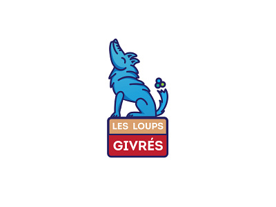 Les Loups Givres blue branding character cream ice icecream illustration logo logotype red wolf