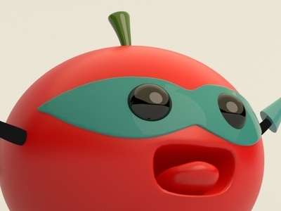 Pomidoro 3d art character smile superhero tomato