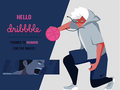 Hello Dribbble！ dribbble first illustration invitation shot