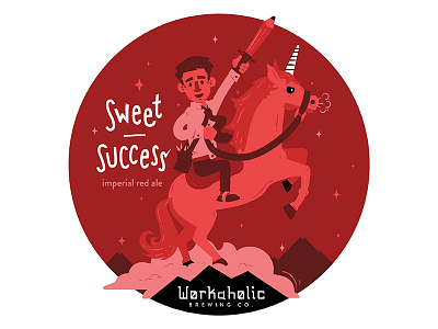 Workaholic Brewing Co. - Sweet Success beer illustration illustrator label design magical prize sweet success unicorn win